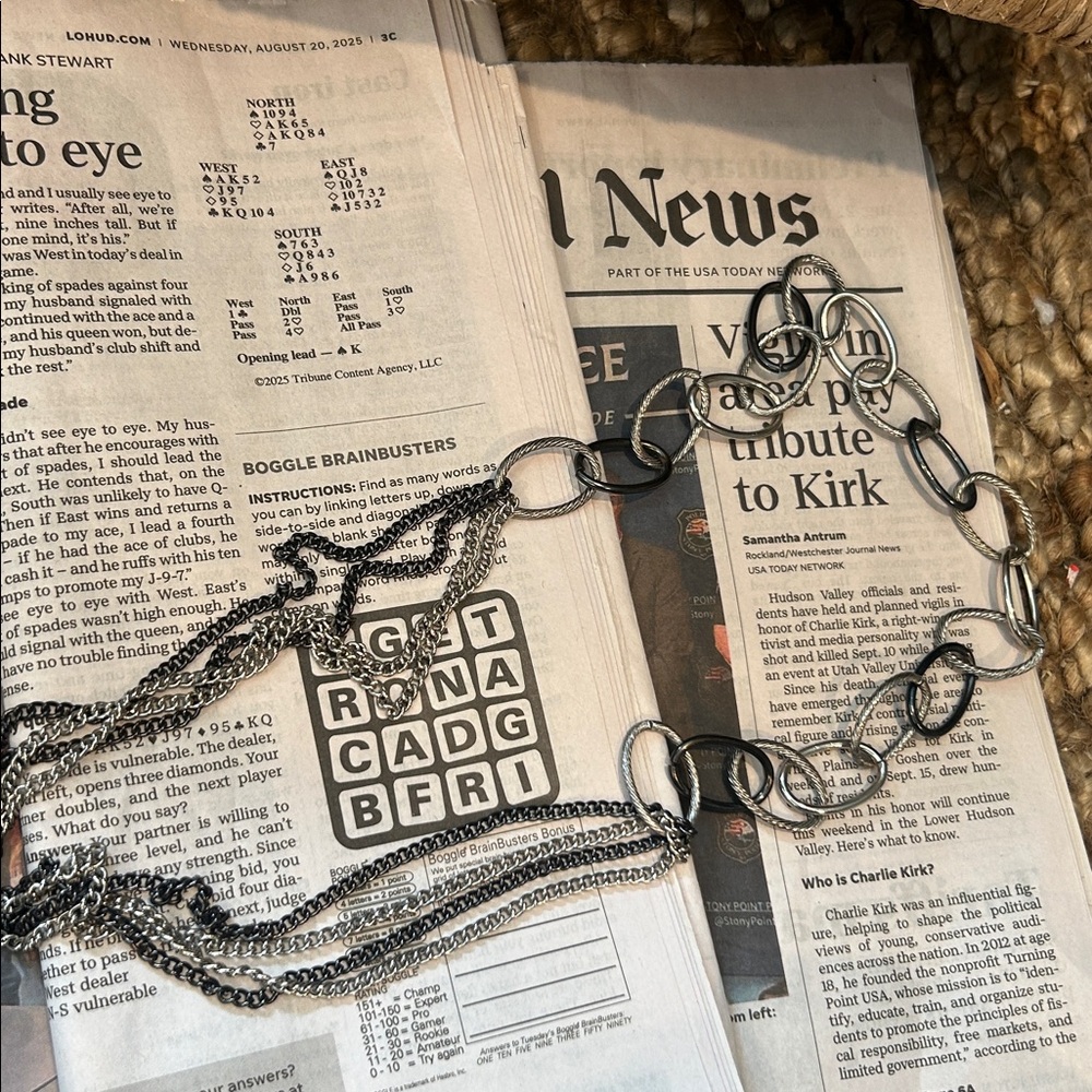 Non Signe Duo Toned Metal Chunky Chain Link Statement Necklace